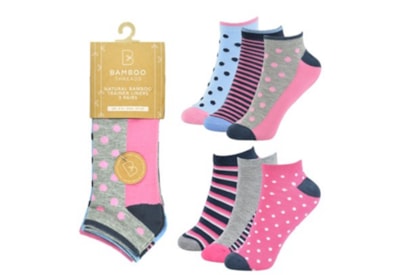 Ladies 3 Pack Bamboo Design Trainer Socks (SK828)