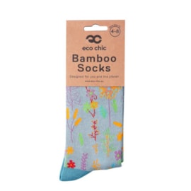 Eco Chic Blue Lush Floral Bamboo Socks 4-8 (SK82BU)