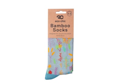 Eco Chic Blue Lush Floral Bamboo Socks 4-8 (SK82BU)