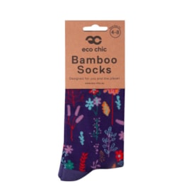 Eco Chic Purple Lush Floral Bamboo Socks 4-8 (SK82PP)