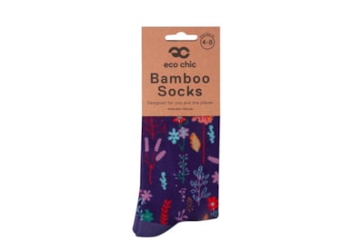 Eco Chic Purple Lush Floral Bamboo Socks 4-8 (SK82PP)