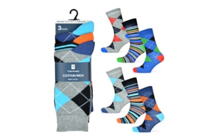 Mens 3pk Argyle Design Socks (SK874)