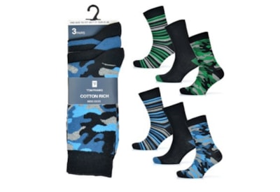 Mens 3pk Camo Design Socks (SK875)