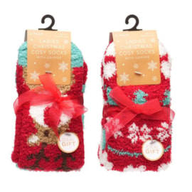 Ladies 2 Pack Christmas Cosy Socks (SK949)