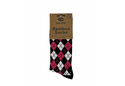 Eco Chic Black Argyle Bamboo Socks 6-11 (SKL01BK)