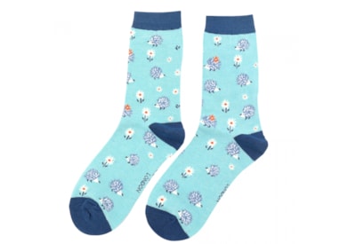 Miss Sparrow Hedgehog & Daisy Socks Duck Egg (SKS300DUCKEGG)