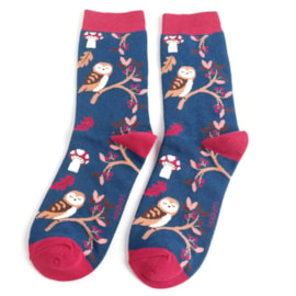 Miss Sparrow Woodland Socks Navy (SKS407NAVY)