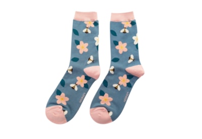 Miss Sparrow Bees & Flowers Socks Denim (SKS415DENIM)