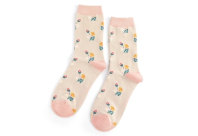 Miss Sparrow Mini Floral Socks Silver (SKS433SILVER)