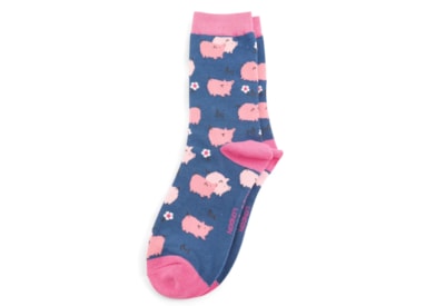 Miss Sparrow Pretty Pigs Socks Navy (SKS444NAVY)