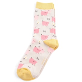 Miss Sparrow Pretty Pigs Socks Silver (SKS444SILVER)