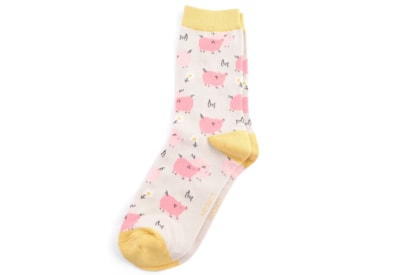 Miss Sparrow Pretty Pigs Socks Silver (SKS444SILVER)