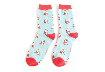 Miss Sparrow Cute Penguins Socks Powder Blue (SKS449POWDERBLUE)