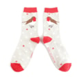 Miss Sparrow Festive Robins Socks Silver (SKS450SILVER)