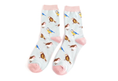 Miss Sparrow Garden Birds Socks Pale Blue (SKS451PALEBLUE)