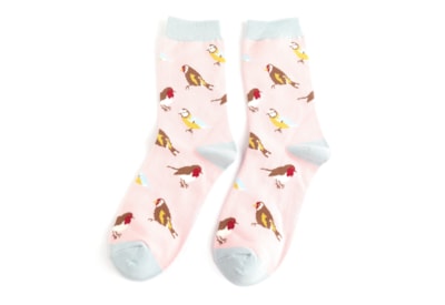 Miss Sparrow Garden Birds Socks Pale Pink (SKS451PALEPINK)