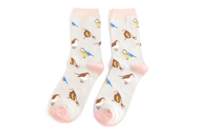 Miss Sparrow Garden Birds Socks Silver (SKS451SILVER)