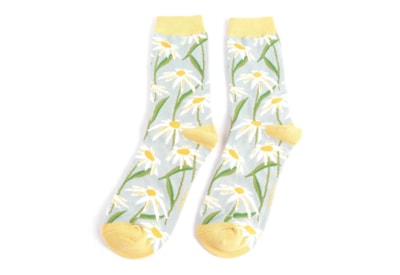 Miss Sparrow Oxeye Daisies Socks Duck Egg (SKS452DUCKEGG)