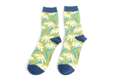 Miss Sparrow Oxeye Daisies Socks Lime (SKS452LIME)