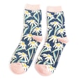 Miss Sparrow Oxeye Daisies Socks Navy (SKS452NAVY)