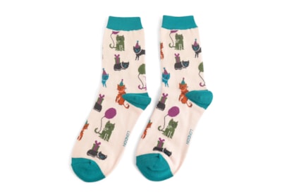 Miss Sparrow Party Cats Socks Cream (SKS453CREAM)