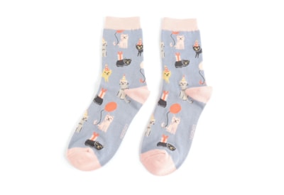 Miss Sparrow Party Cats Socks Denim (SKS453DENIM)