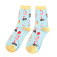 Miss Sparrow Party Cats Socks Powderblue (SKS453POWDERBLUE)