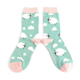 Miss Sparrow Sleepy Sheep Socks Duck Egg (SKS454DUCKEGG)