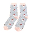 Miss Sparrow Robins On Stripes Socks Denim (SKS456DENIM)