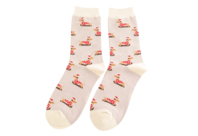 Miss Sparrow Skiing Sausage Dogs Socks Silver (SKS459SILVER)