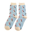 Miss Sparrow Xmas Puffins Socks Powder Blue (SKS463POWDERBLUE)