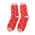 Miss Sparrow Xmas Puffins Socks Red (SKS463RED)