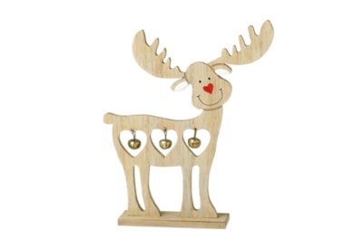 Heaven Sends Wooden Reindeer w Bell (TLA312)