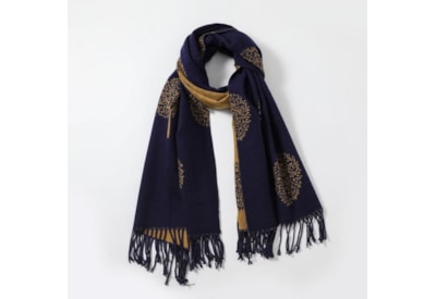 Butterfly Fashion Reversible Tree Scarf Navy