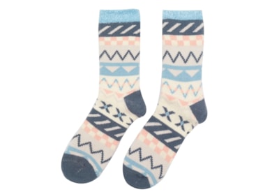 Miss Sparrow Fluffy Fairisle Socks Blue (TSW002BLUE)