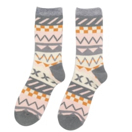 Miss Sparrow Fluffy Fairisle Socks Grey (TSW002GREY)