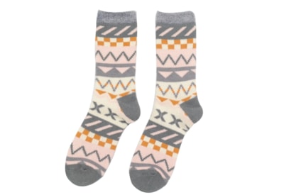 Miss Sparrow Fluffy Fairisle Socks Grey (TSW002GREY)