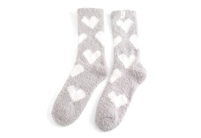 Miss Sparrow Fluffy Heart Socks Grey (TSW010GREY)