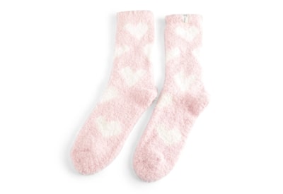 Miss Sparrow Fluffy Heart Socks Pink (TSW010PINK)