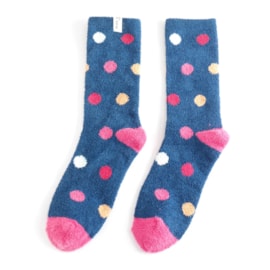 Miss Sparrow Fluffy Spots Socks Navy (TSW013NAVY)