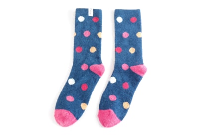 Miss Sparrow Fluffy Spots Socks Navy (TSW013NAVY)