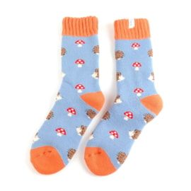 Miss Sparrow Winter Hedgehogs & Toadstools Socks Cornflower (TSW017CORNFLOWER)