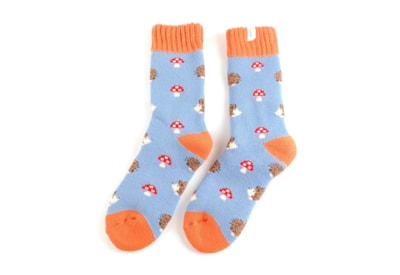 Miss Sparrow Winter Hedgehogs & Toadstools Socks Cornflower (TSW017CORNFLOWER)