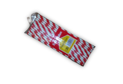 Extra Value Red Stripe Paper Straws 30pk (E43.0871/VST)