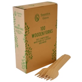 Swantex Wooden Disposable Forks 100s (WFORK)