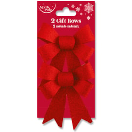 Eurowrap Red Glitter Bows 2pk (X-25470-BCC)