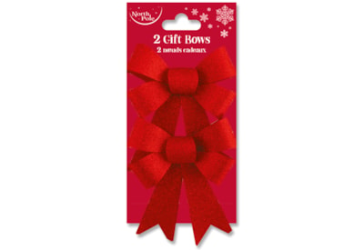 Eurowrap Red Glitter Bows 2pk (X-25470-BCC)