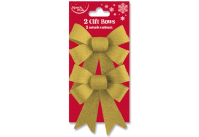 Eurowrap Gold Glitter Bows 2pk (X-25473-BCC)