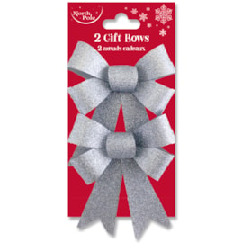 Eurowrap Silver Glitter Bows 2pk (X-25476-BCC)