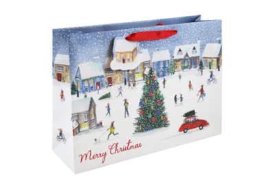 Eurowrap Christmas Village Scene Shopper Bag Xl (X-34121-14C)